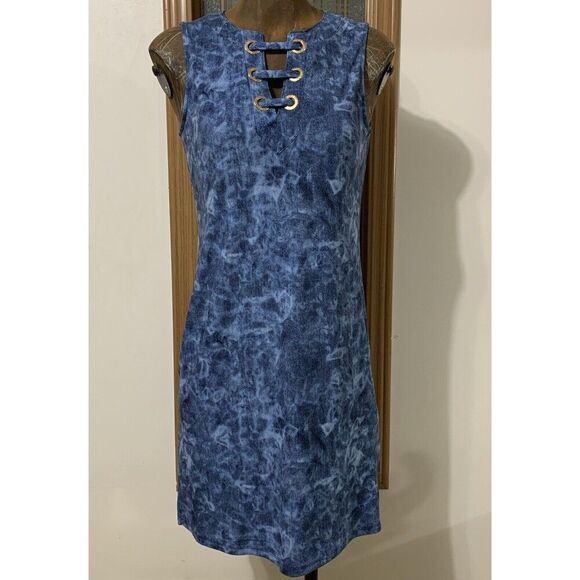 Michael Kors Mini Tank Dress Women's XS Blue Loose Fit Eyelet Sleeveless - Picture 1 of 8